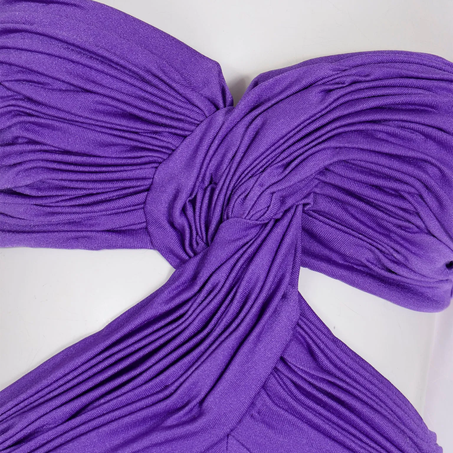 1970s Loris Azzaro Purple Cutout Bra Top Vintage Strapless Evening Dress