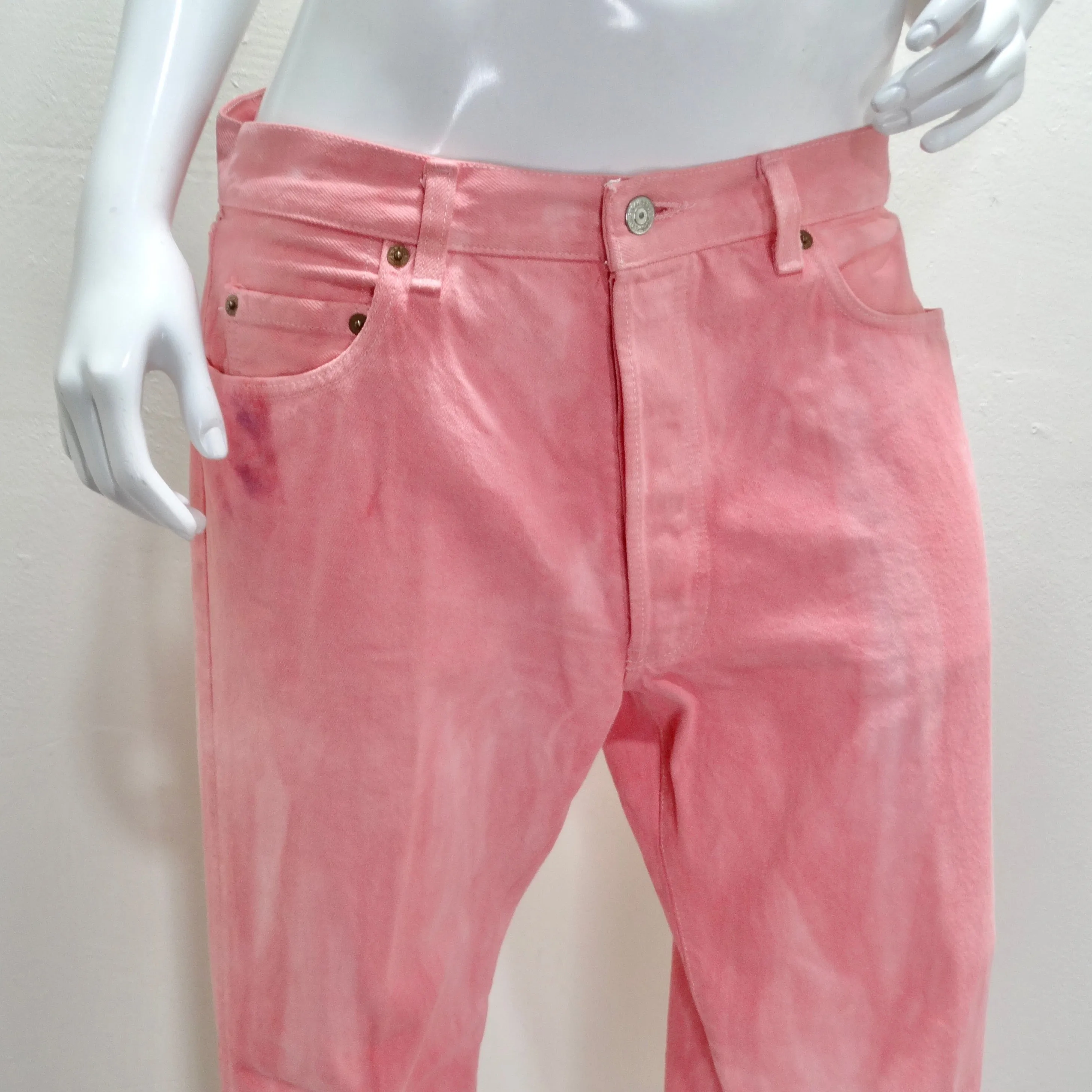 1990s Pink Dyed Denim Levi's Straight Leg Jeans