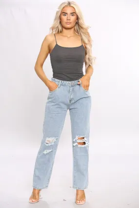 Acid Wash Wide Leg Mom Jeans