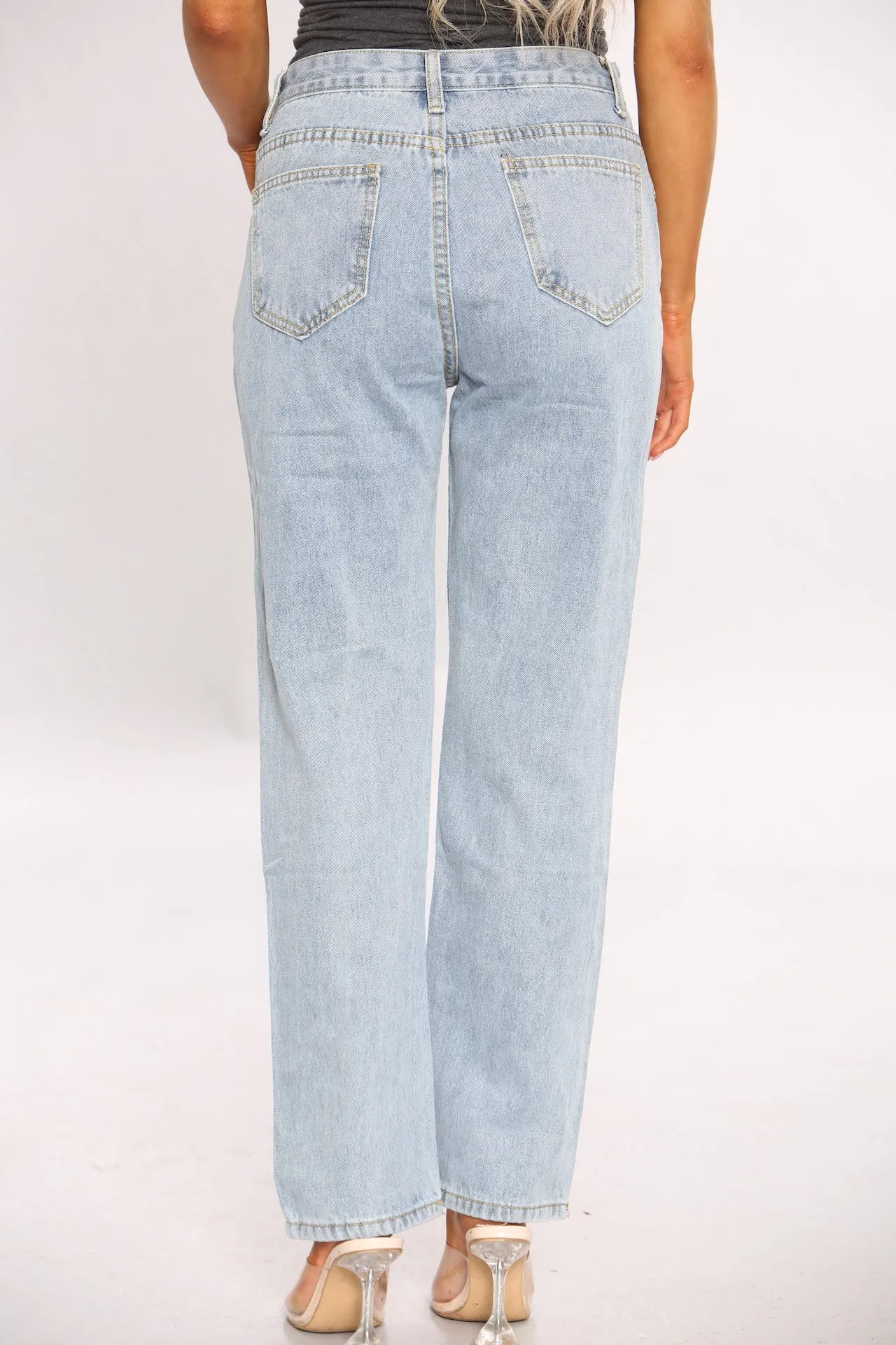 Acid Wash Wide Leg Mom Jeans