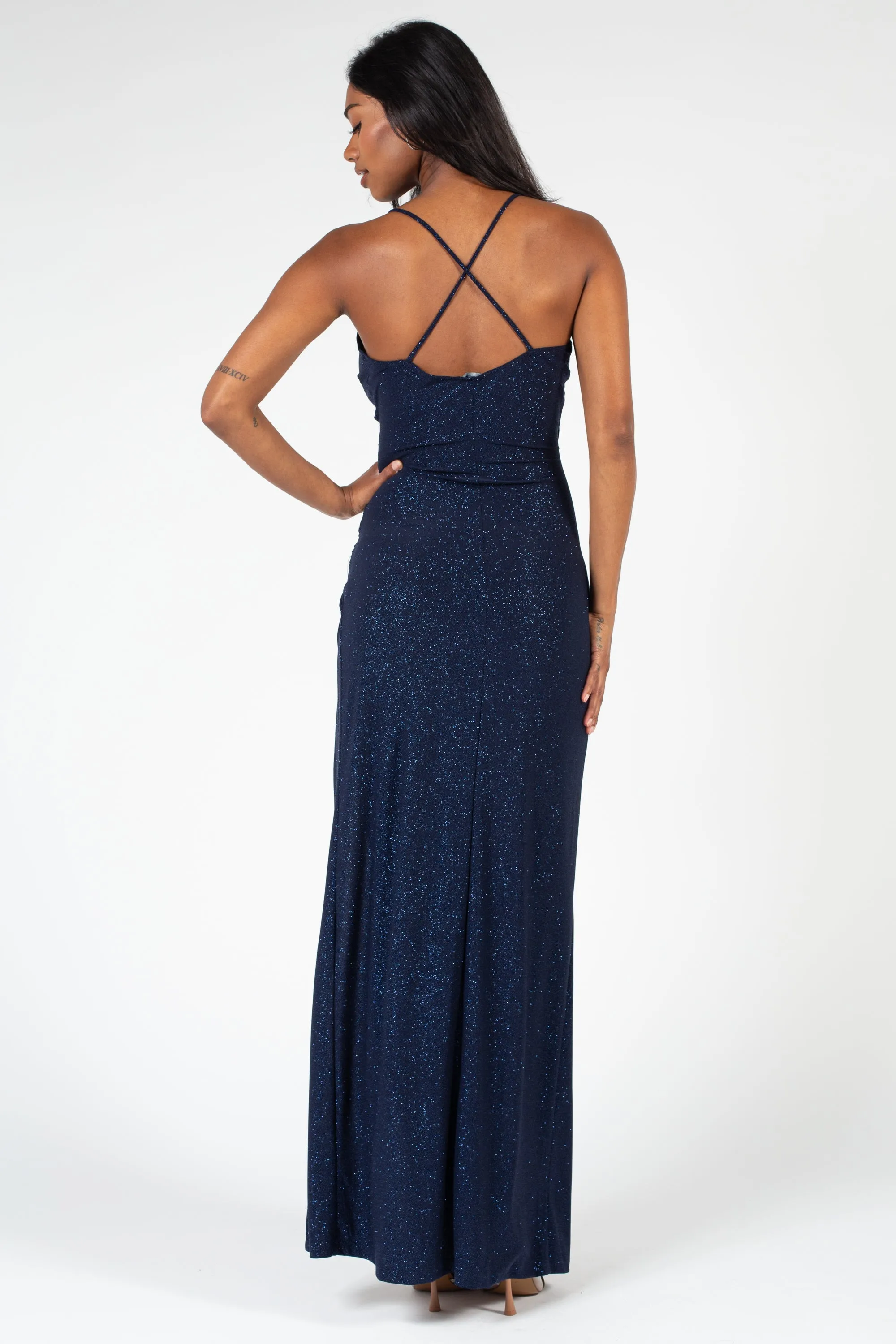 Alena High Slit Glitter Maxi Dress