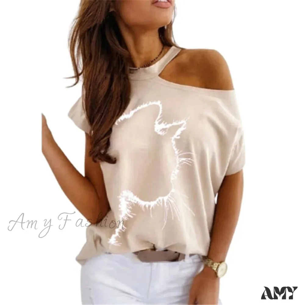 Amy Fashion - Casual Print Short Sleeve O-neck Tops