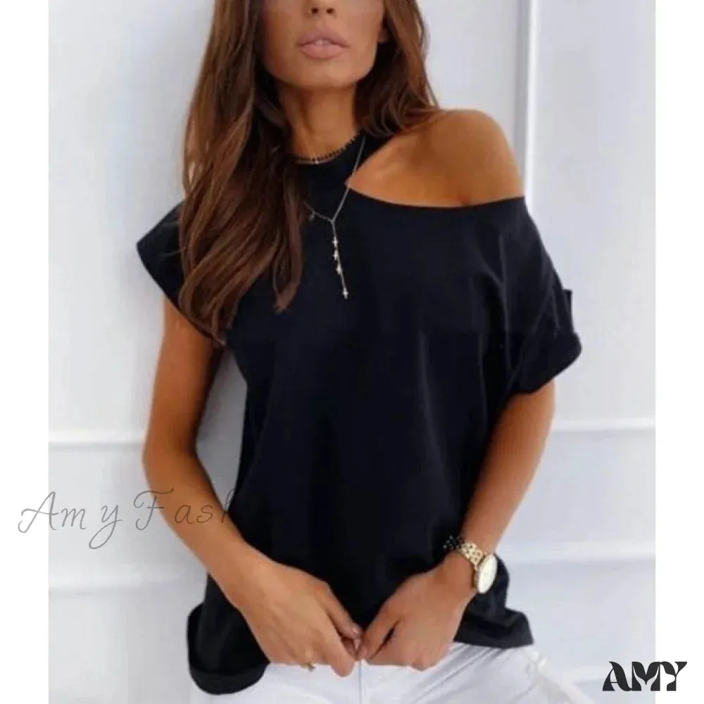 Amy Fashion - Casual Print Short Sleeve O-neck Tops