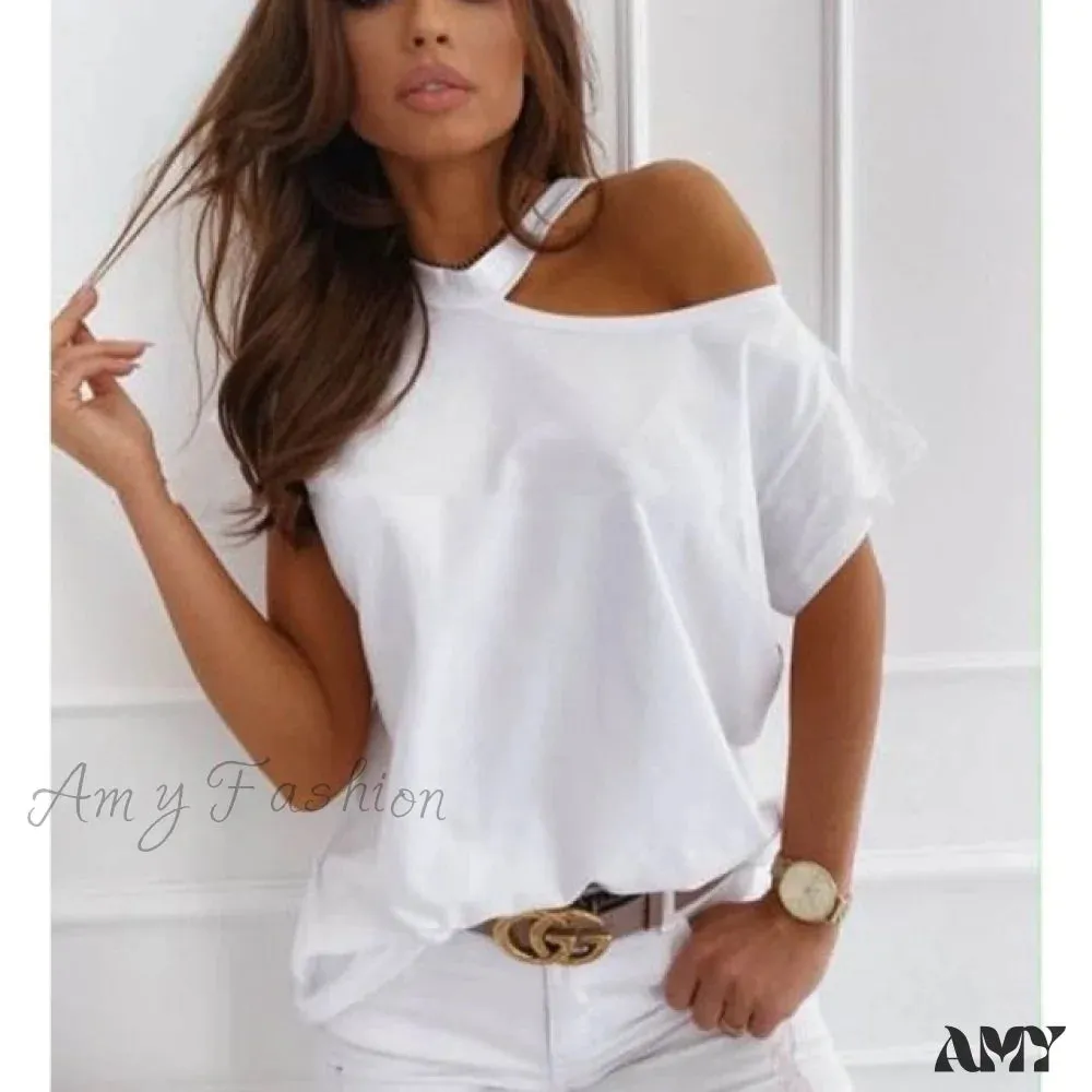 Amy Fashion - Casual Print Short Sleeve O-neck Tops