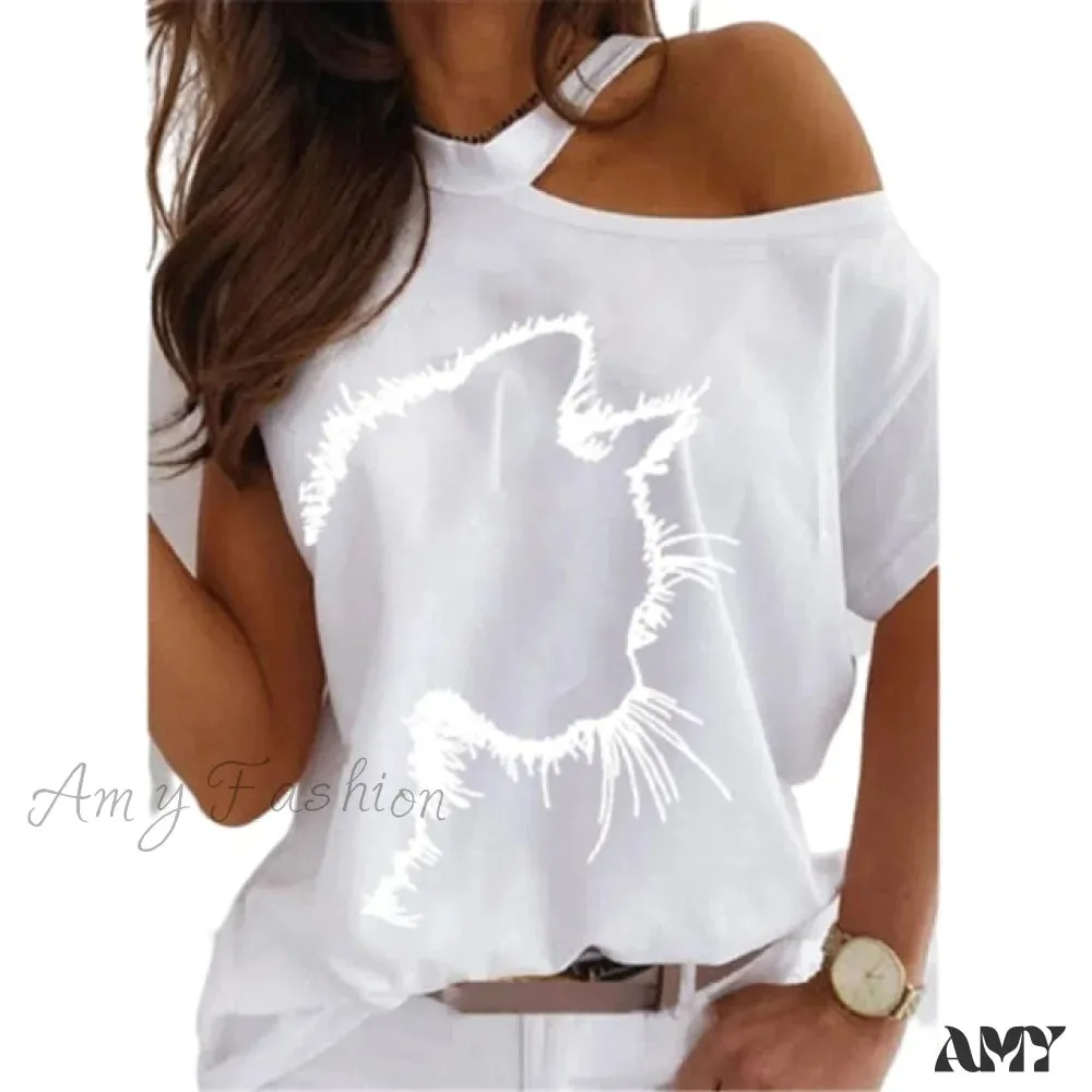 Amy Fashion - Casual Print Short Sleeve O-neck Tops