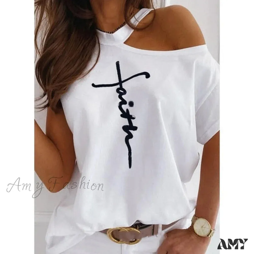 Amy Fashion - Casual Print Short Sleeve O-neck Tops