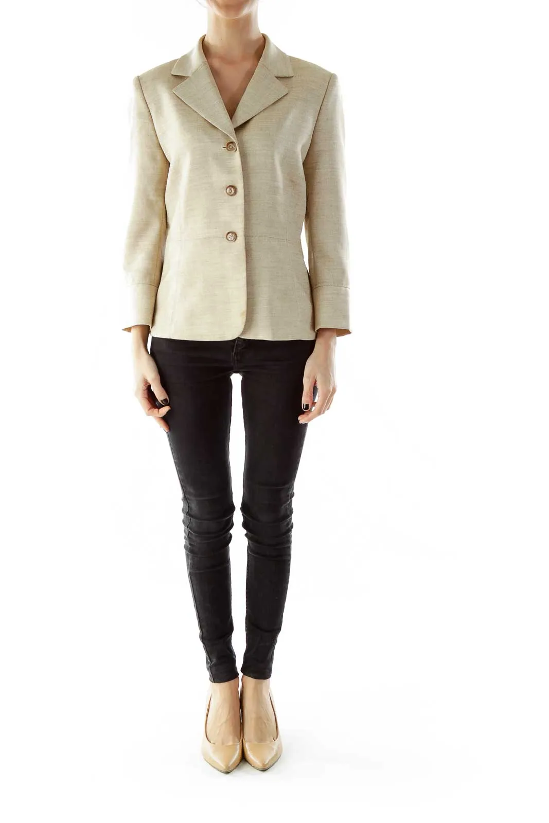 Beige Single-Breasted Blazer