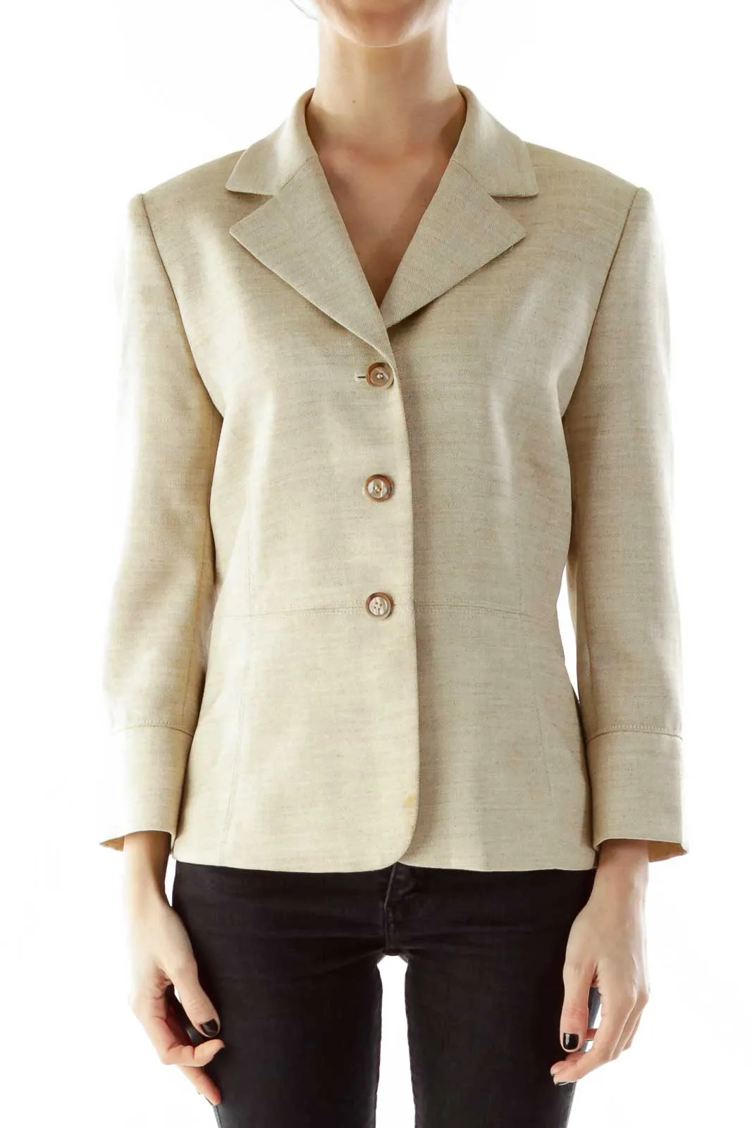 Beige Single-Breasted Blazer