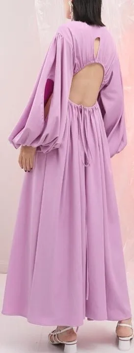 Bishop-Sleeve Cut-Out Maxi Dress