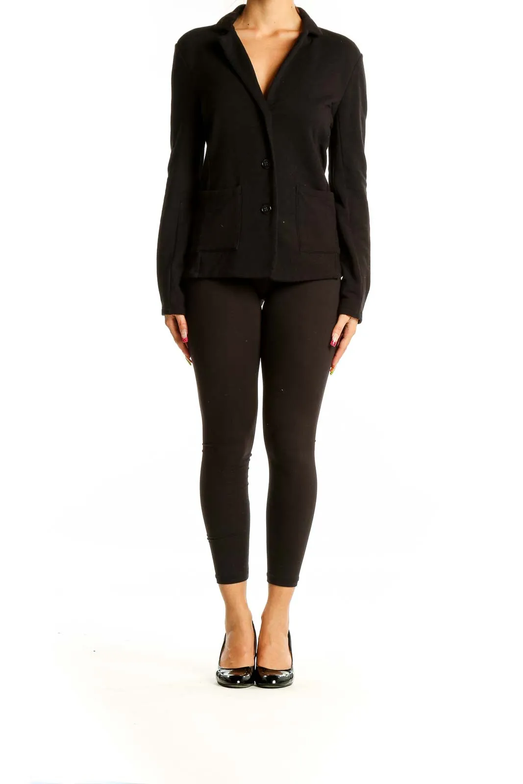 Black Cotton Blend Blazer Jacket