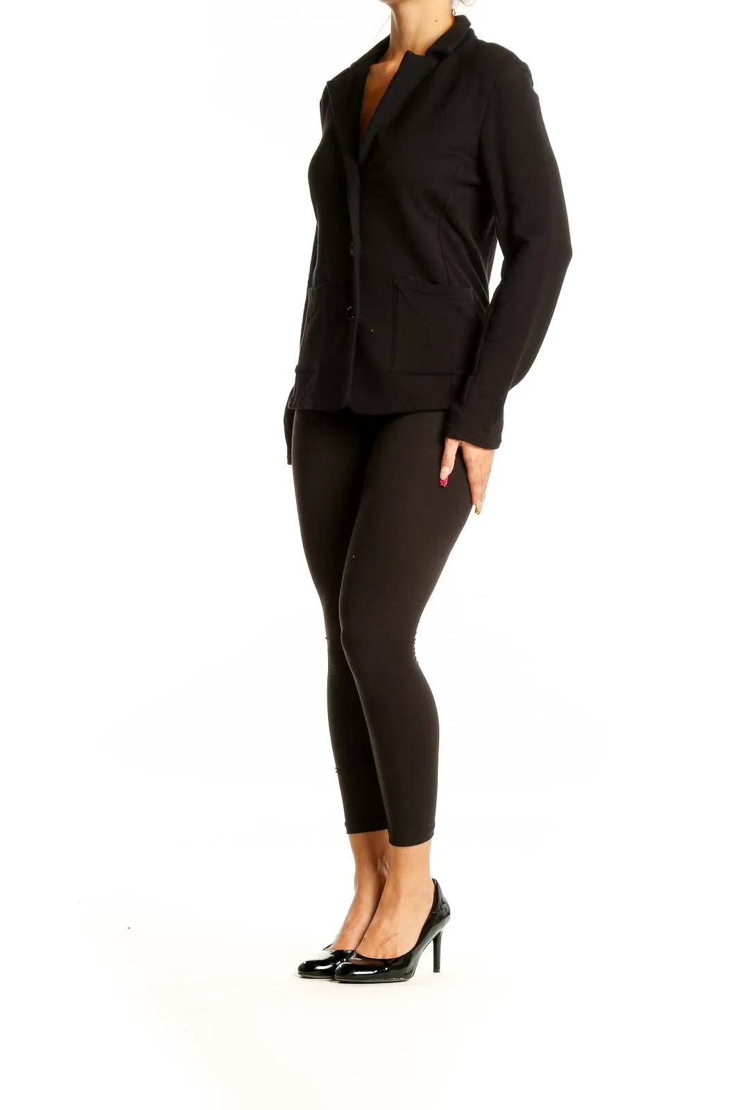 Black Cotton Blend Blazer Jacket