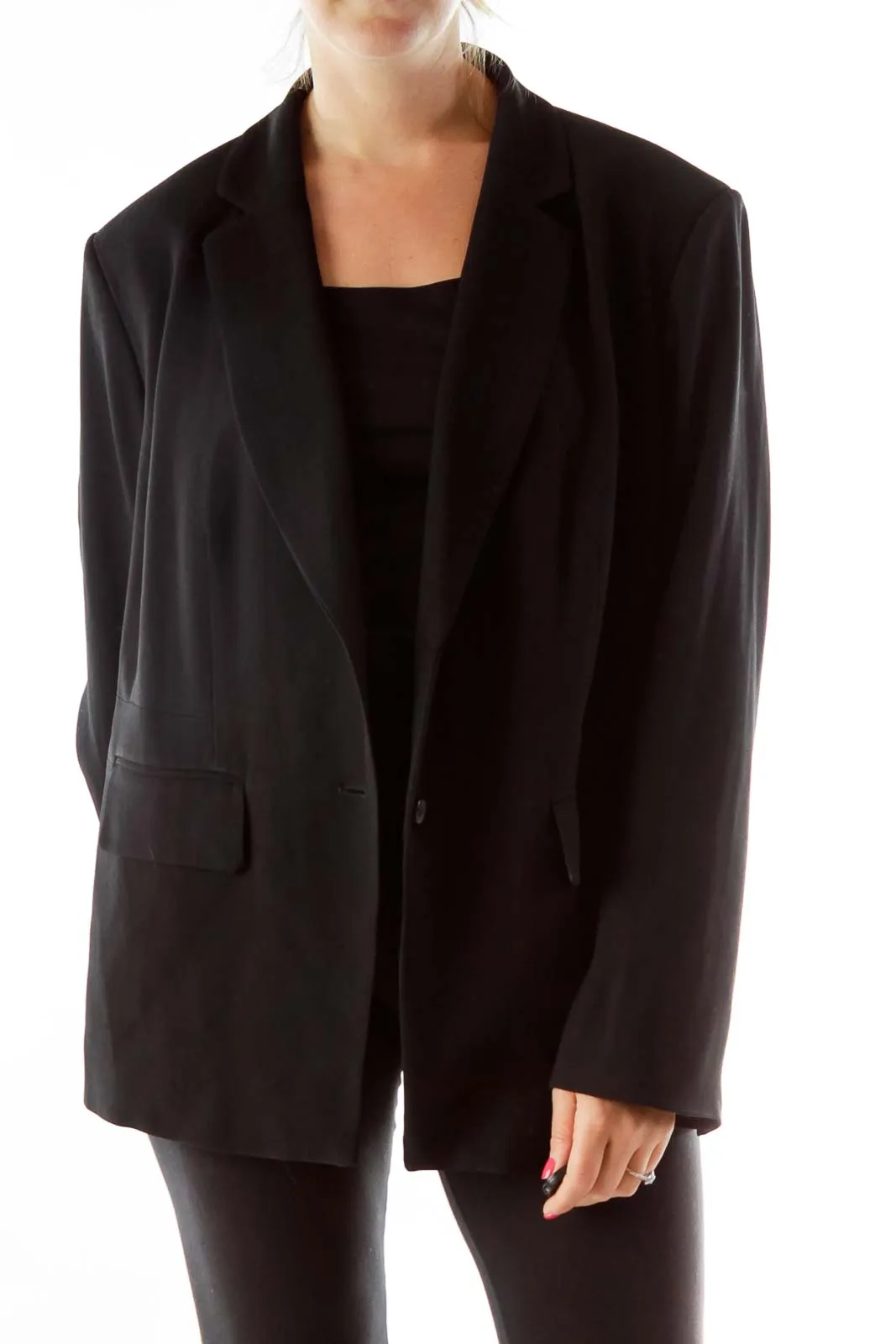 Black Fitted Button Up Blazer