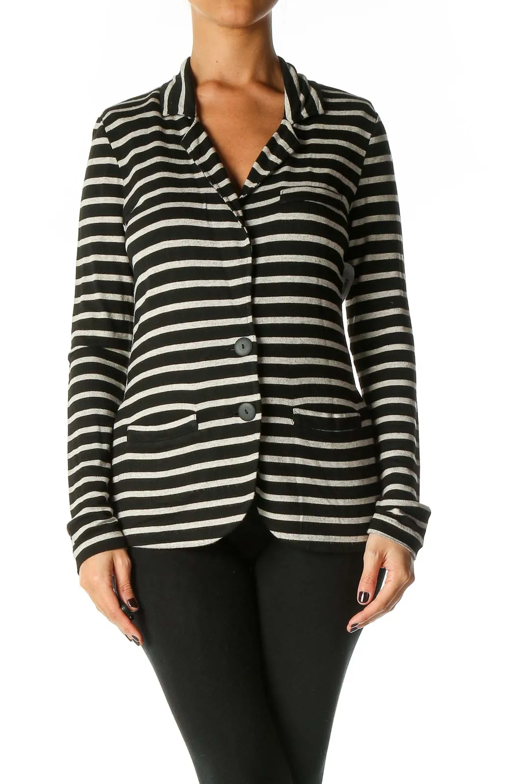 Black Striped Cardigan