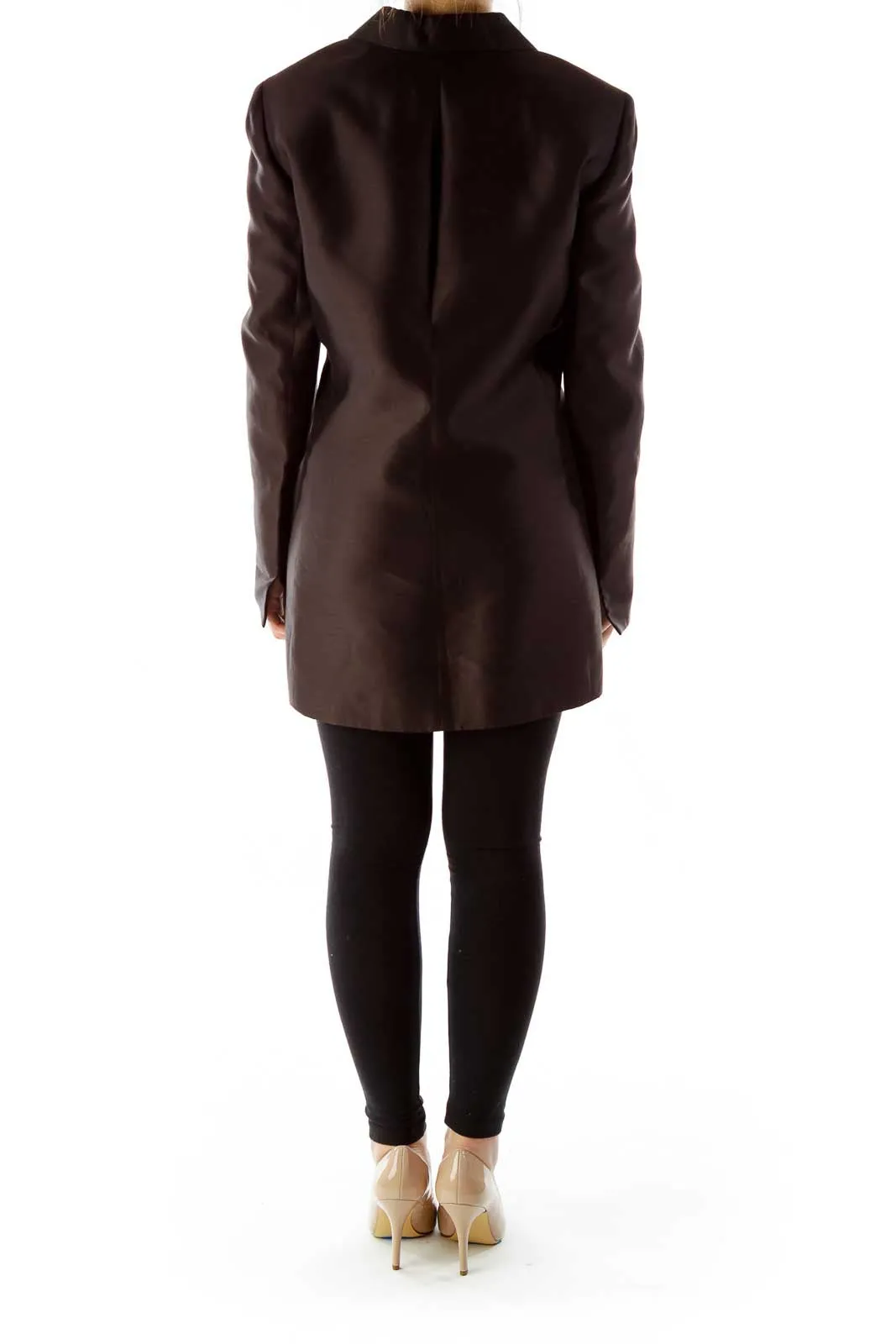 Brown Satin Long Blazer