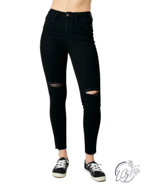 Caroline High-Rise Heavy Destroy Raw Hem Skinny By Judy Blue