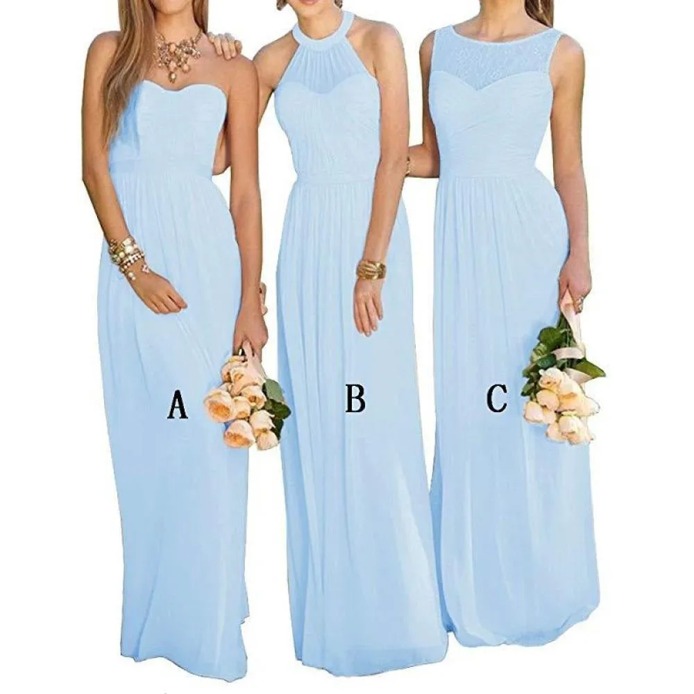 Chiffon Prom Maxi Gowns Sleeveless Bodycon Bridesmaid Dress