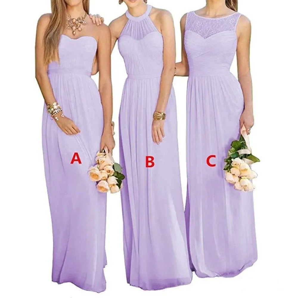 Chiffon Prom Maxi Gowns Sleeveless Bodycon Bridesmaid Dress