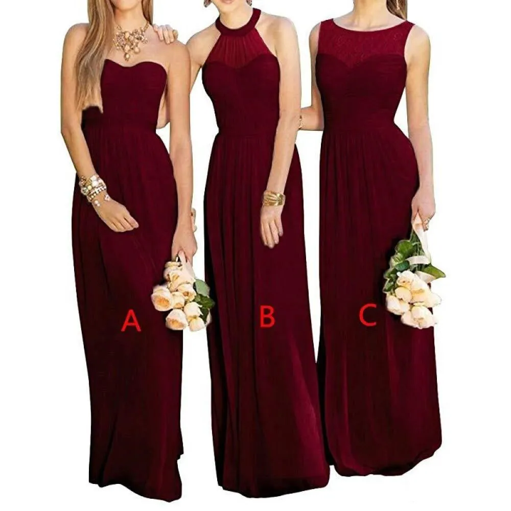 Chiffon Prom Maxi Gowns Sleeveless Bodycon Bridesmaid Dress