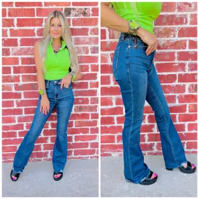 Dark High Rise Bootcut Jeans - KC11259D