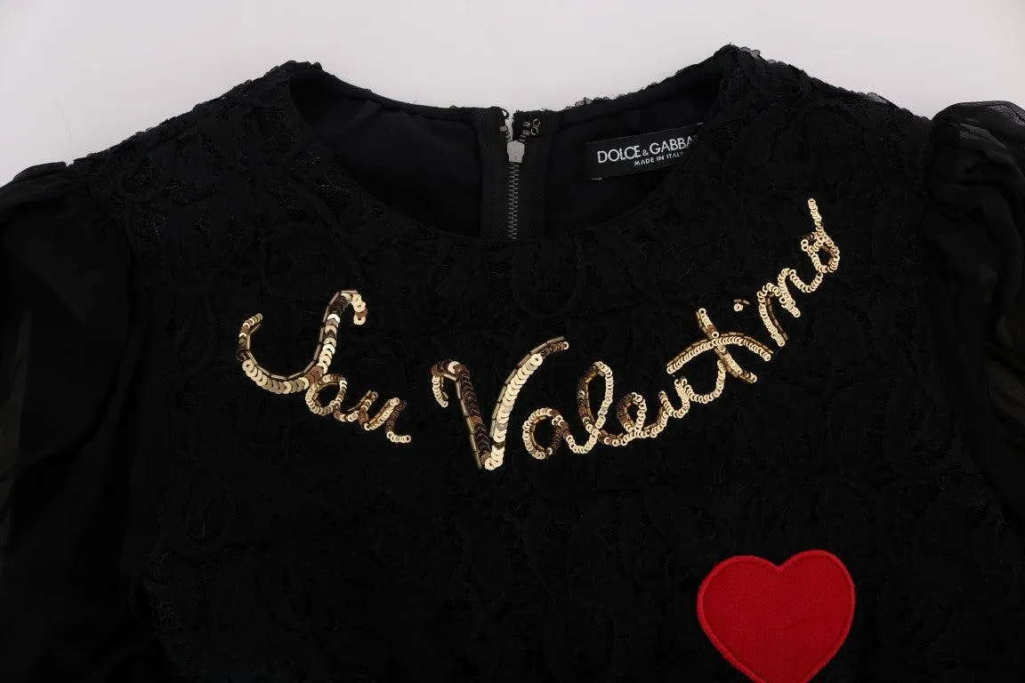 Dolce & Gabbana Black San Valentino Sequined Shift Dress