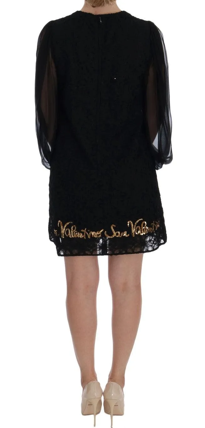 Dolce & Gabbana Black San Valentino Sequined Shift Dress