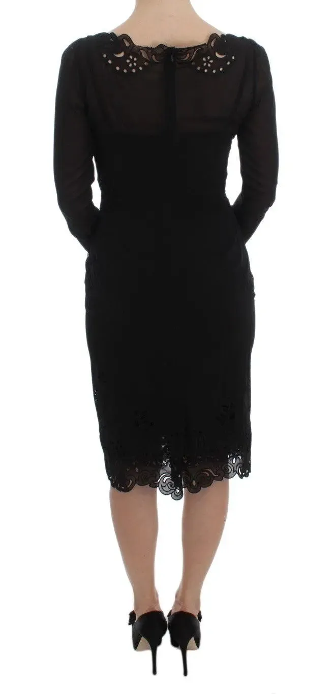 Dolce & Gabbana Black Silk Stretch Sheath Dress