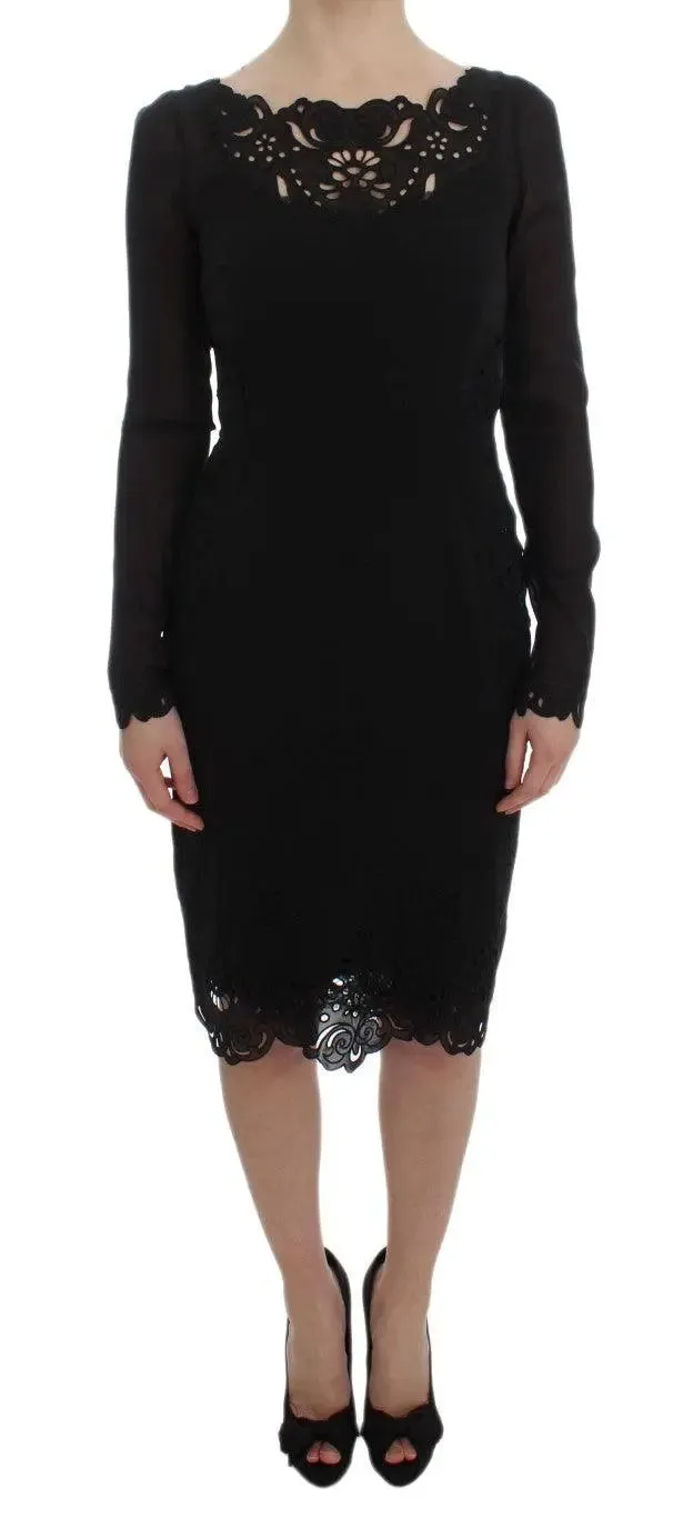 Dolce & Gabbana Black Silk Stretch Sheath Dress