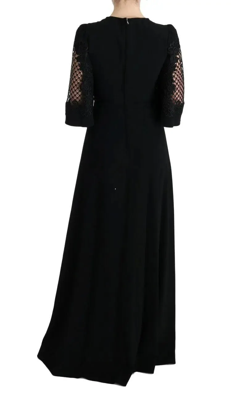 Dolce & Gabbana Black Stretch Shift Long Maxi Dress