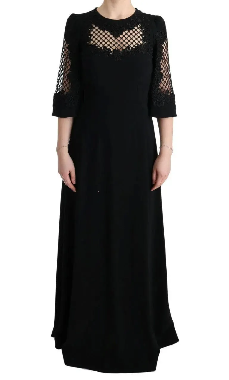 Dolce & Gabbana Black Stretch Shift Long Maxi Dress