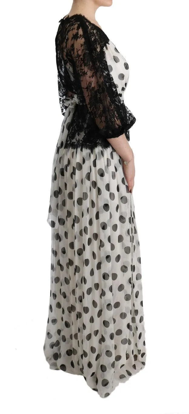 Dolce & Gabbana Black White Polka Dotted Floral Dress