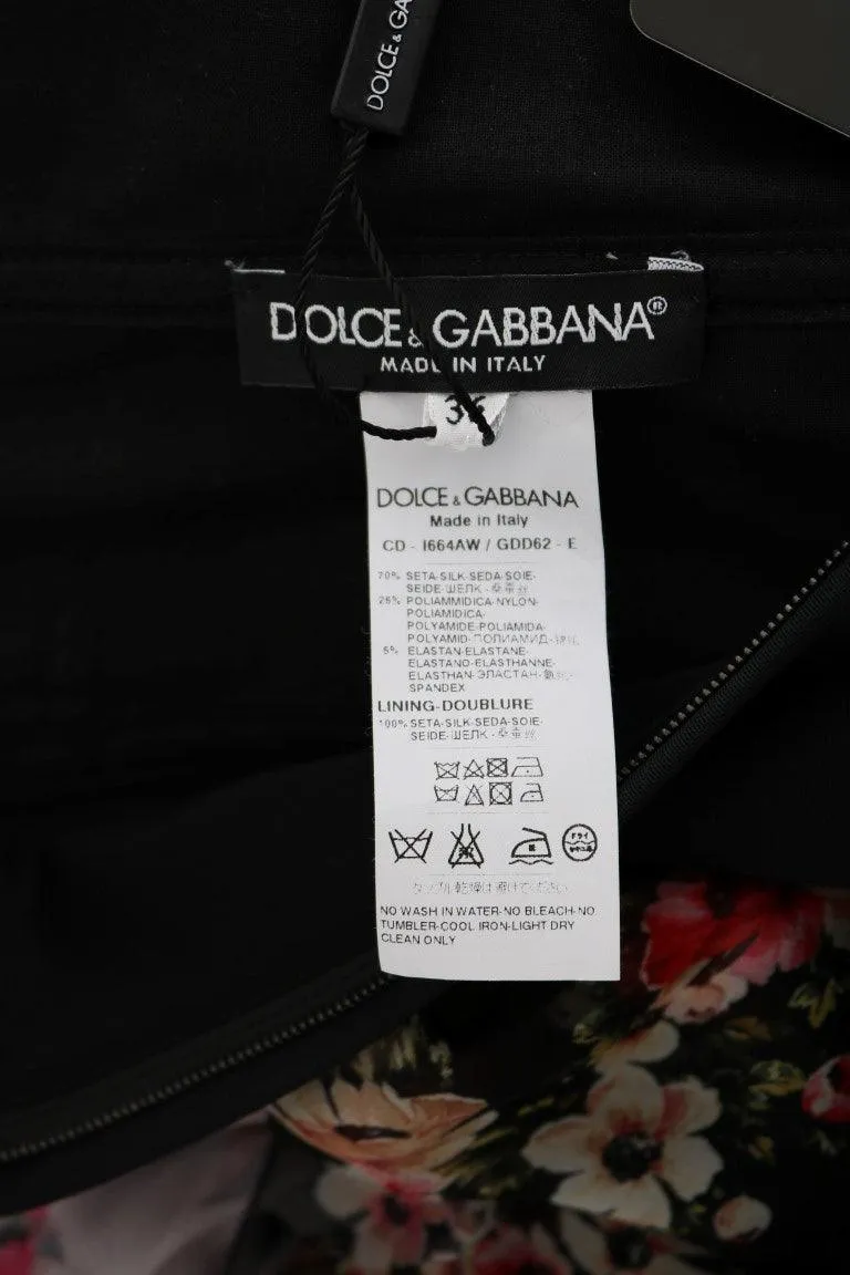 Dolce & Gabbana Multicolor Silk Stretch Floral Shift Long Dress