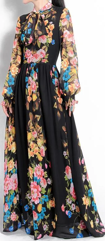 Floral Paneled Gown