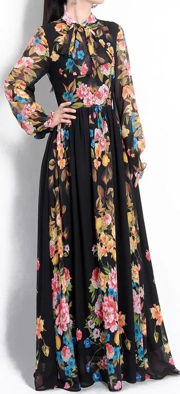 Floral Paneled Gown