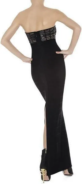 'Florence' Grid Strapless Bandage Gown