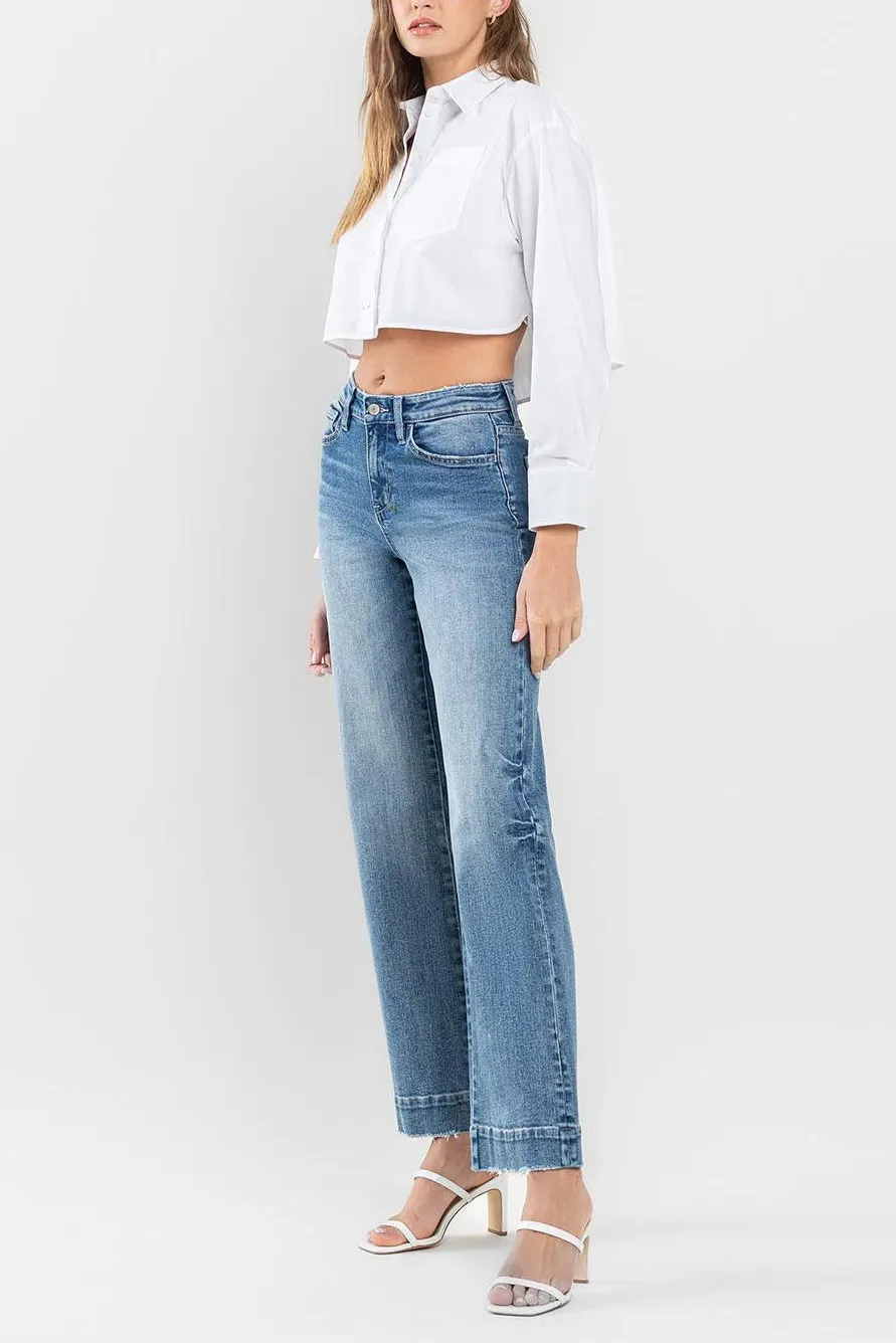 Flying Monkey - High Rise Trouser Hem Wide Leg Jeans - F5391