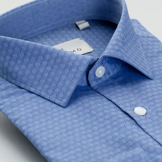 Grained Blue Cotton Shirt