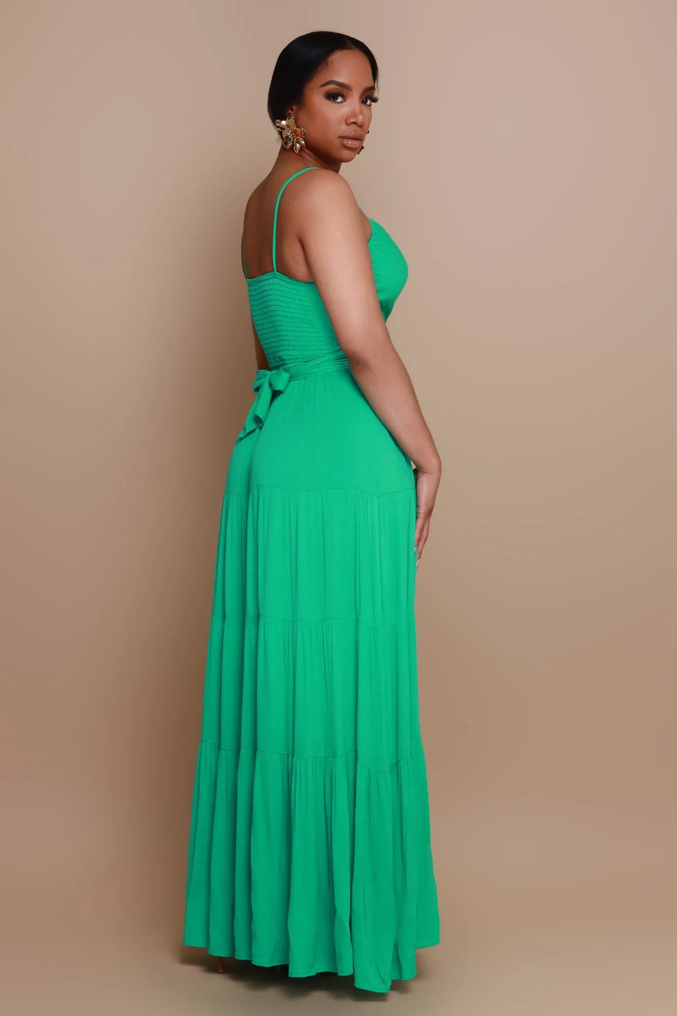 Green Thumb Tiered Maxi Dress - Green