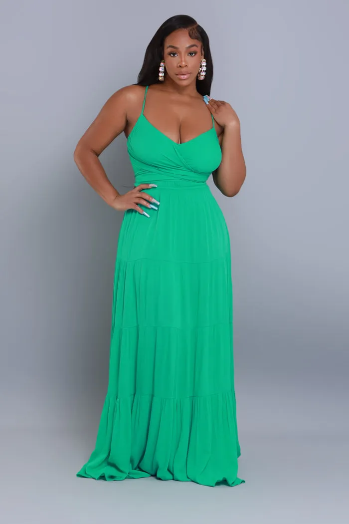 Green Thumb Tiered Maxi Dress - Green