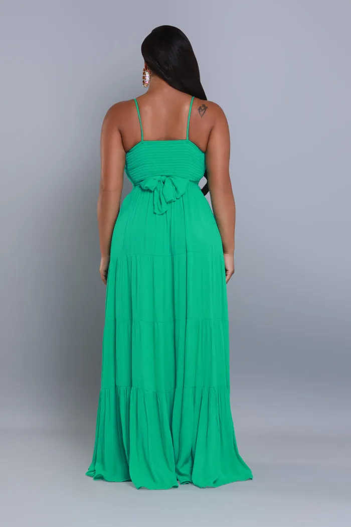 Green Thumb Tiered Maxi Dress - Green