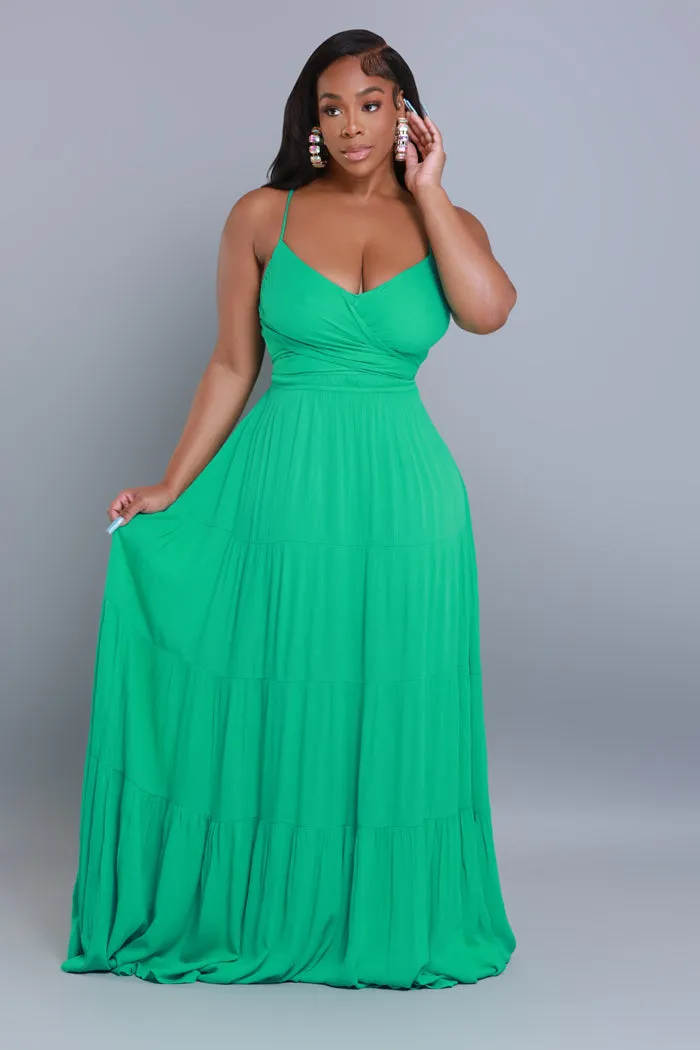 Green Thumb Tiered Maxi Dress - Green