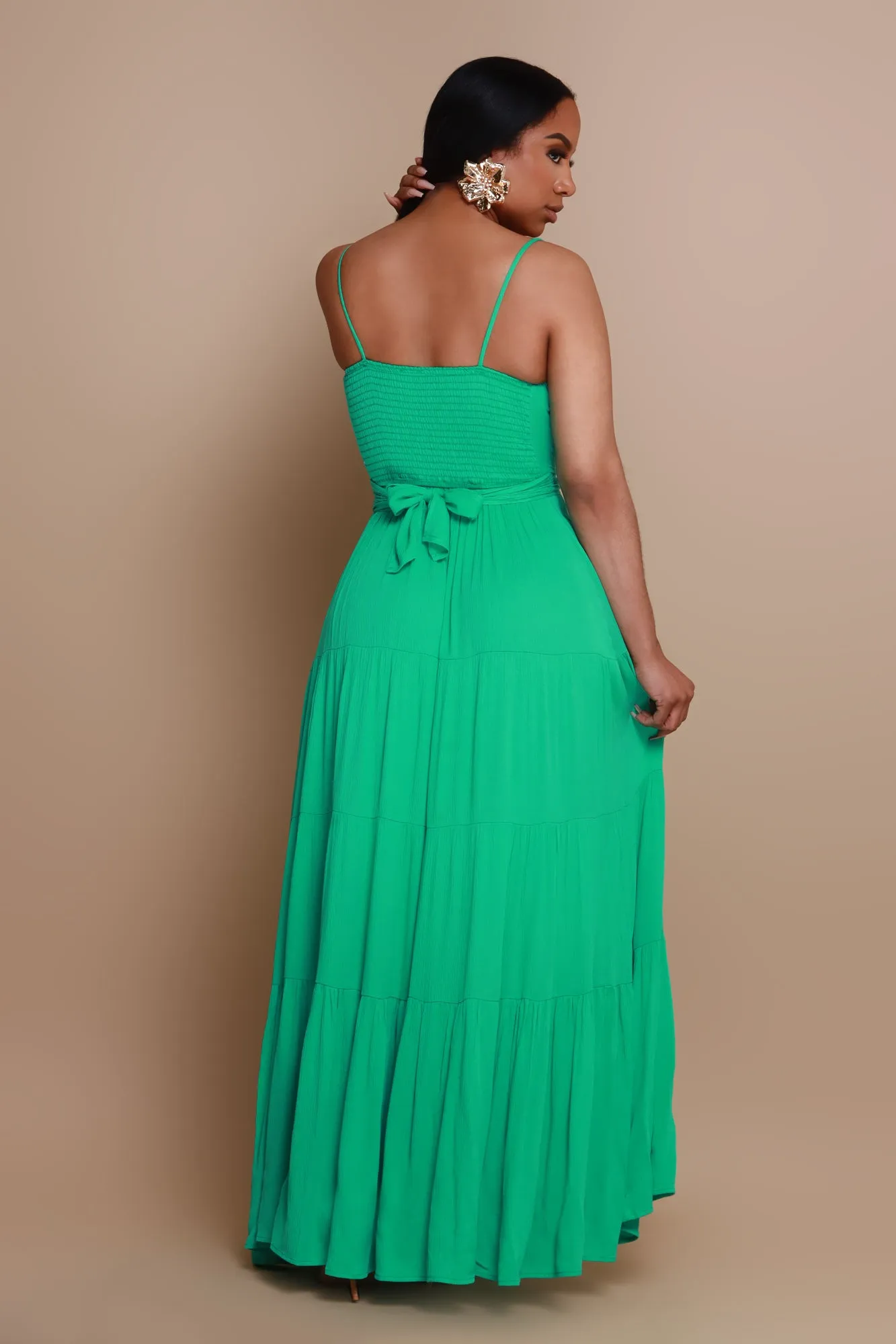 Green Thumb Tiered Maxi Dress - Green