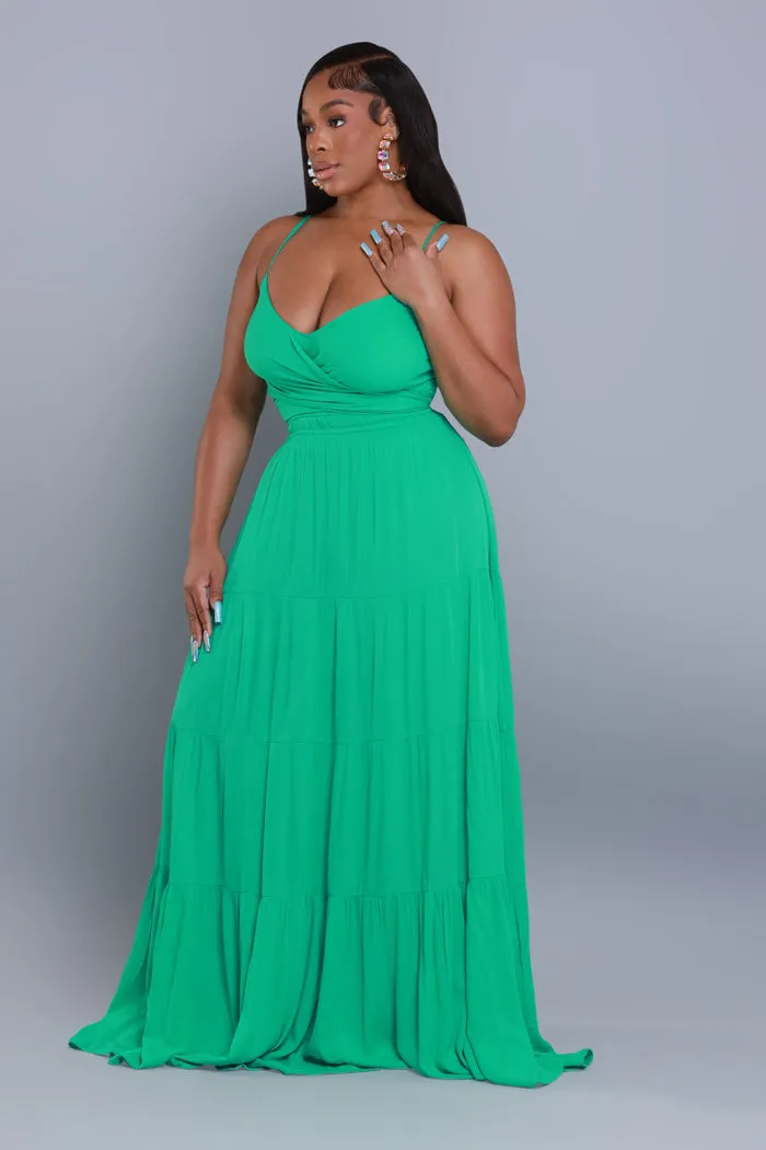 Green Thumb Tiered Maxi Dress - Green