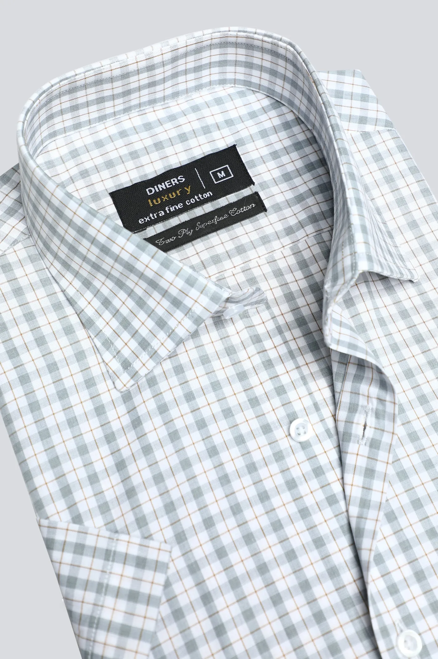 Grey Tattersall Check Formal Shirt (Half Sleeve)