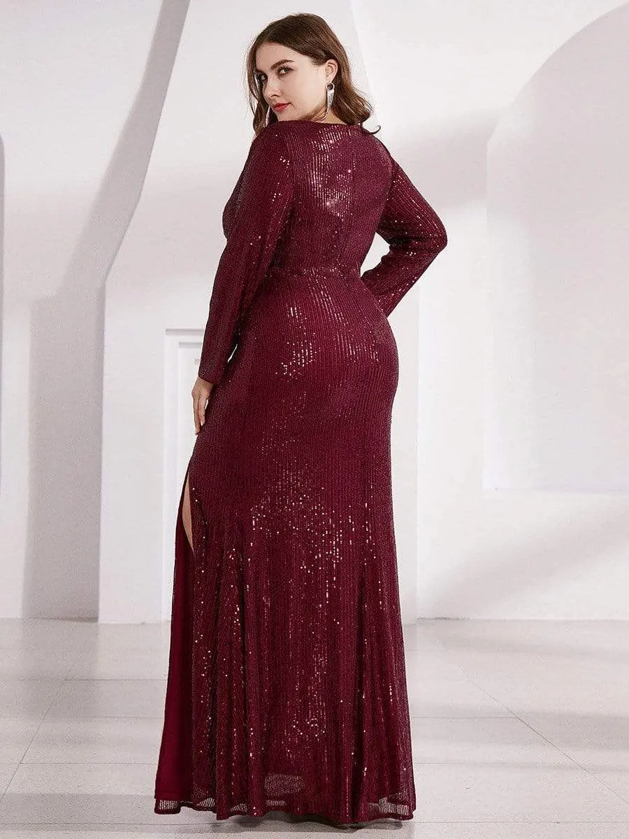 Lois | Plus Size Sexy Deep V-Neck Sequin Bodice Formal Evening Gowns