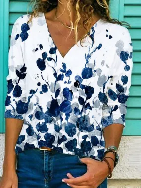 Long Sleeve Casual Floral Tops