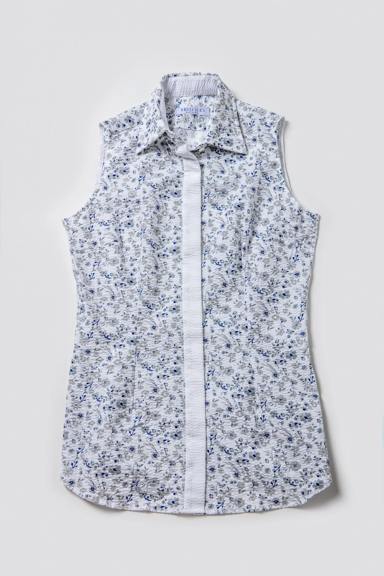 Lucrezia Sleeveless Blouse in Grey Floral