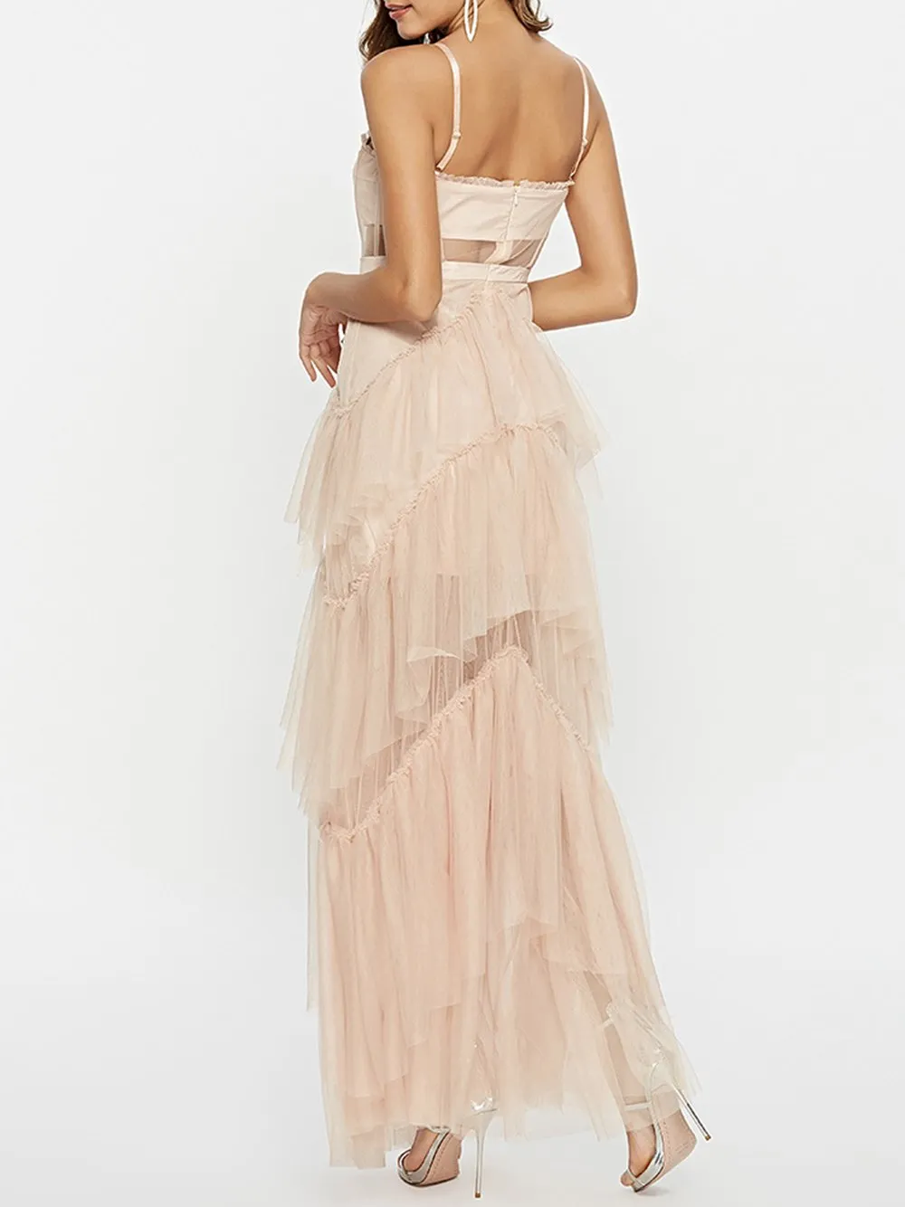 MADAME Strap High WaistTulle Maxi Dress