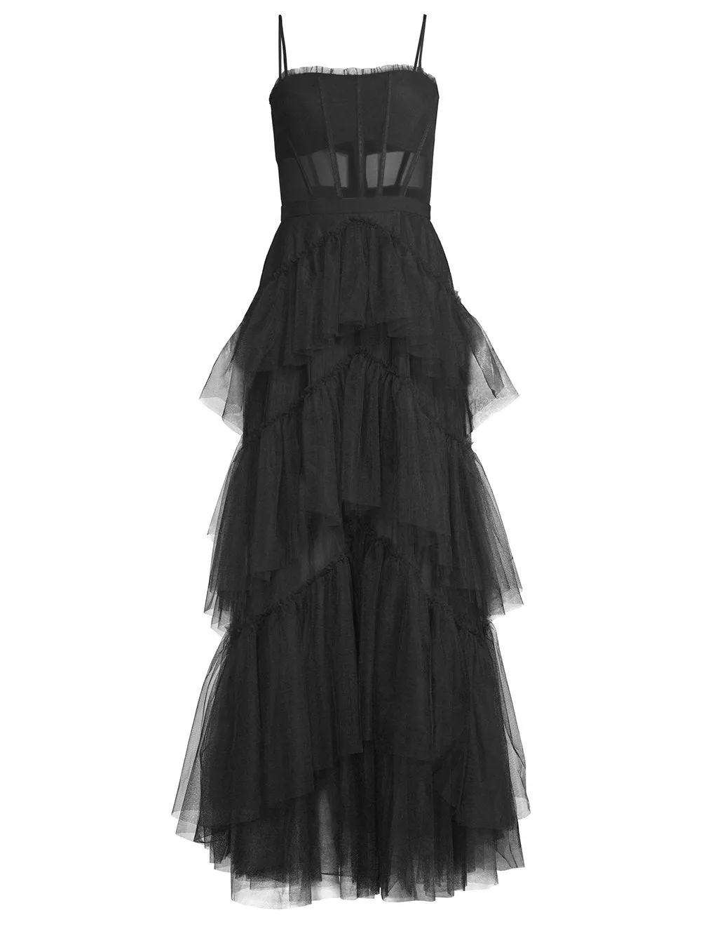 MADAME Strap High WaistTulle Maxi Dress