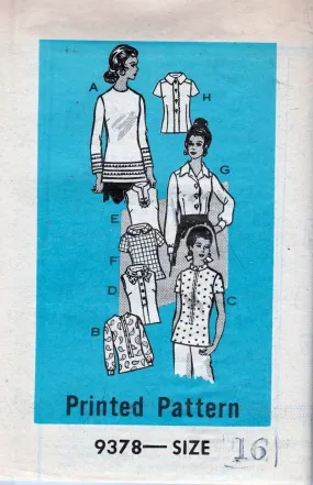 Mail Order 9378 Vintage 1960's Sewing Pattern Ladies Sleeveless Casual Blouse