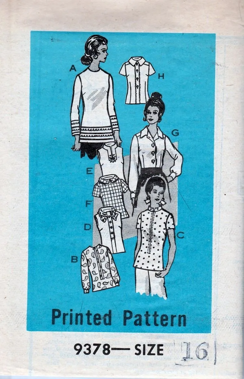 Mail Order 9378 Vintage 1960's Sewing Pattern Ladies Sleeveless Casual Blouse